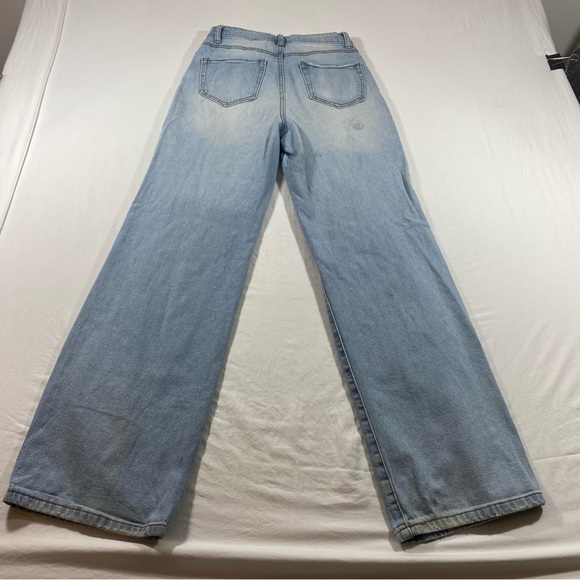 SO jeans Woman’s 25” super high rise Wide Leg Distressed Denim jeans light blue - Picture 7 of 9